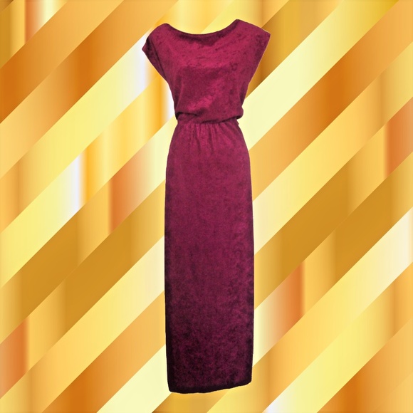 Vintage Dresses & Skirts - vintage berry velour maxi dress size small disco